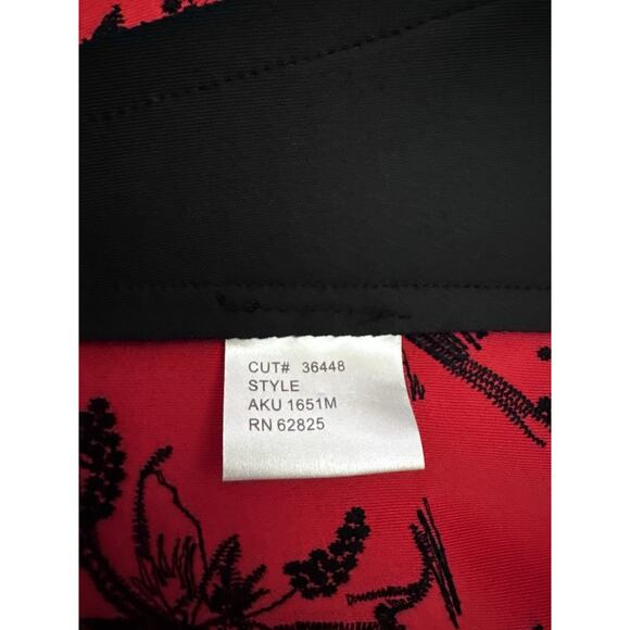 TADASHI SHOJI Red Black Floral Embroidered A-Line Dress Size Large - Picture 9 of 10